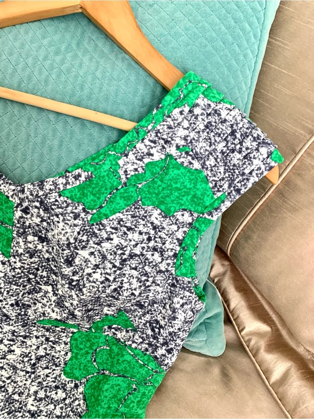 Yoana Baraschi Green Floral Midi Sheath Dress